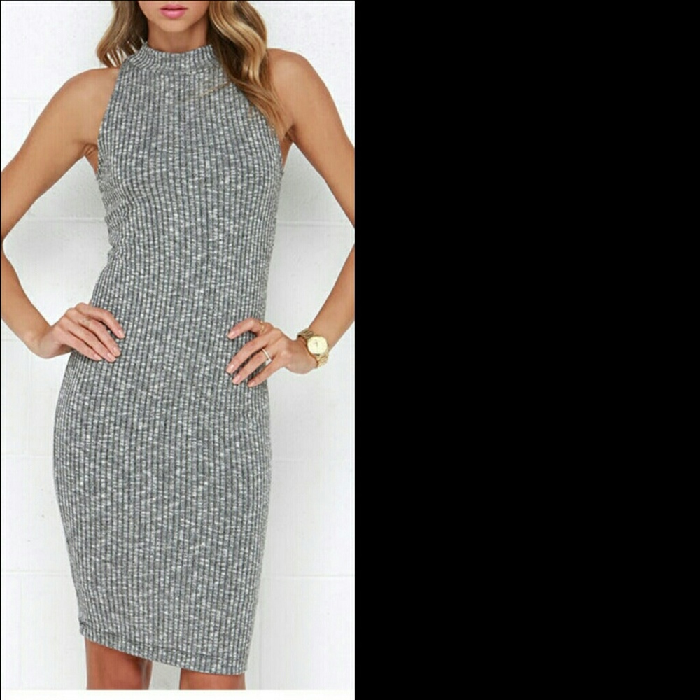 Lulus SPECK OF TRUTH RIBBED GREY DRESS

LUSH